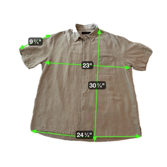 Tasso Elba Men's Casual Linen Blend Beige Button Down Shirt - Picture 14 of 16
